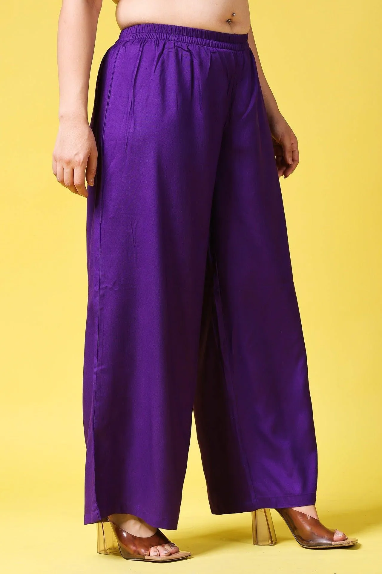 Solid Wide Legged Rayon Palazzo