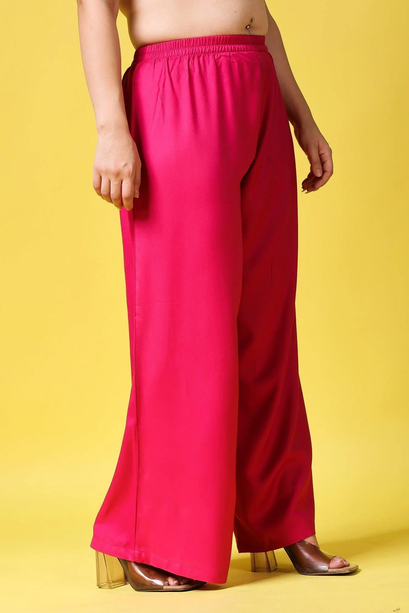 Solid Wide Legged Rayon Palazzo