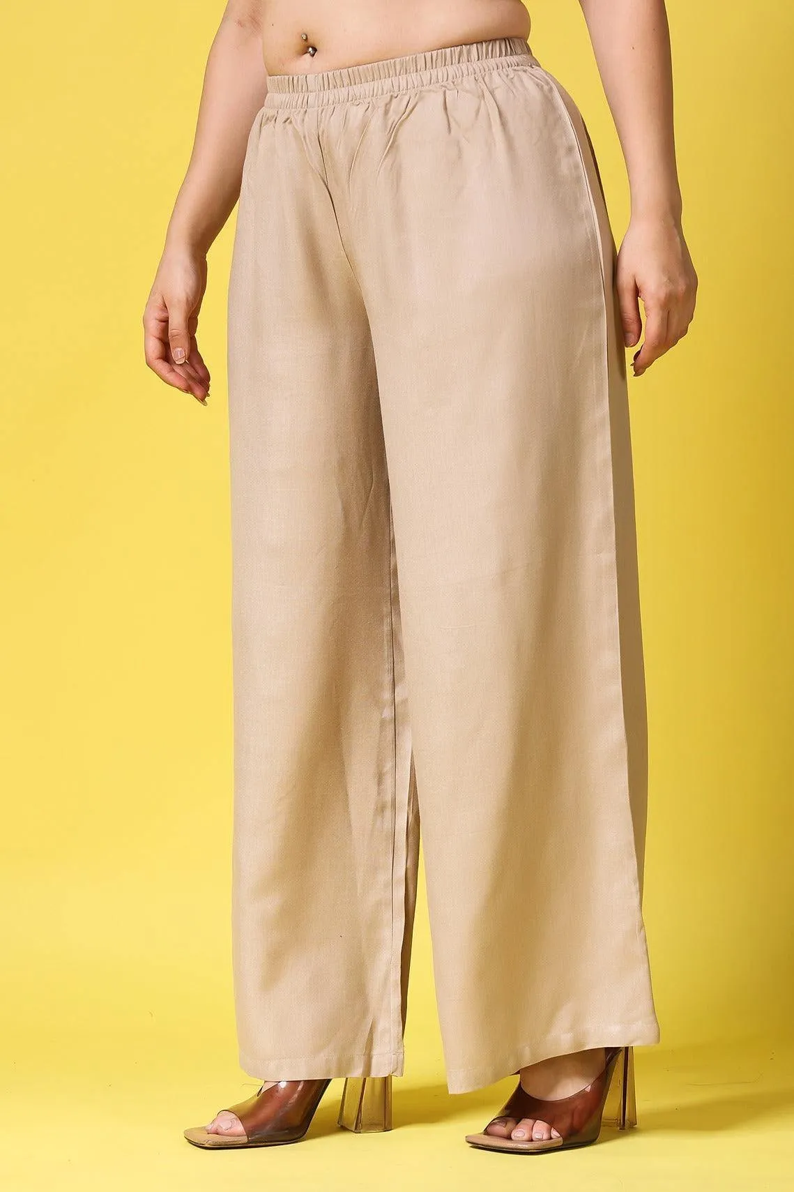 Solid Wide Legged Rayon Palazzo