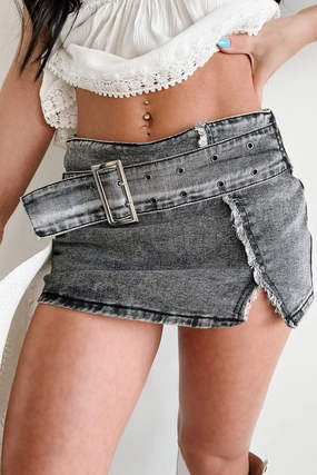 Some Enchanted Evening Denim Mini Skirt (Acid Black) Some Enchanted Evening Denim Mini Skirt (Acid Black)