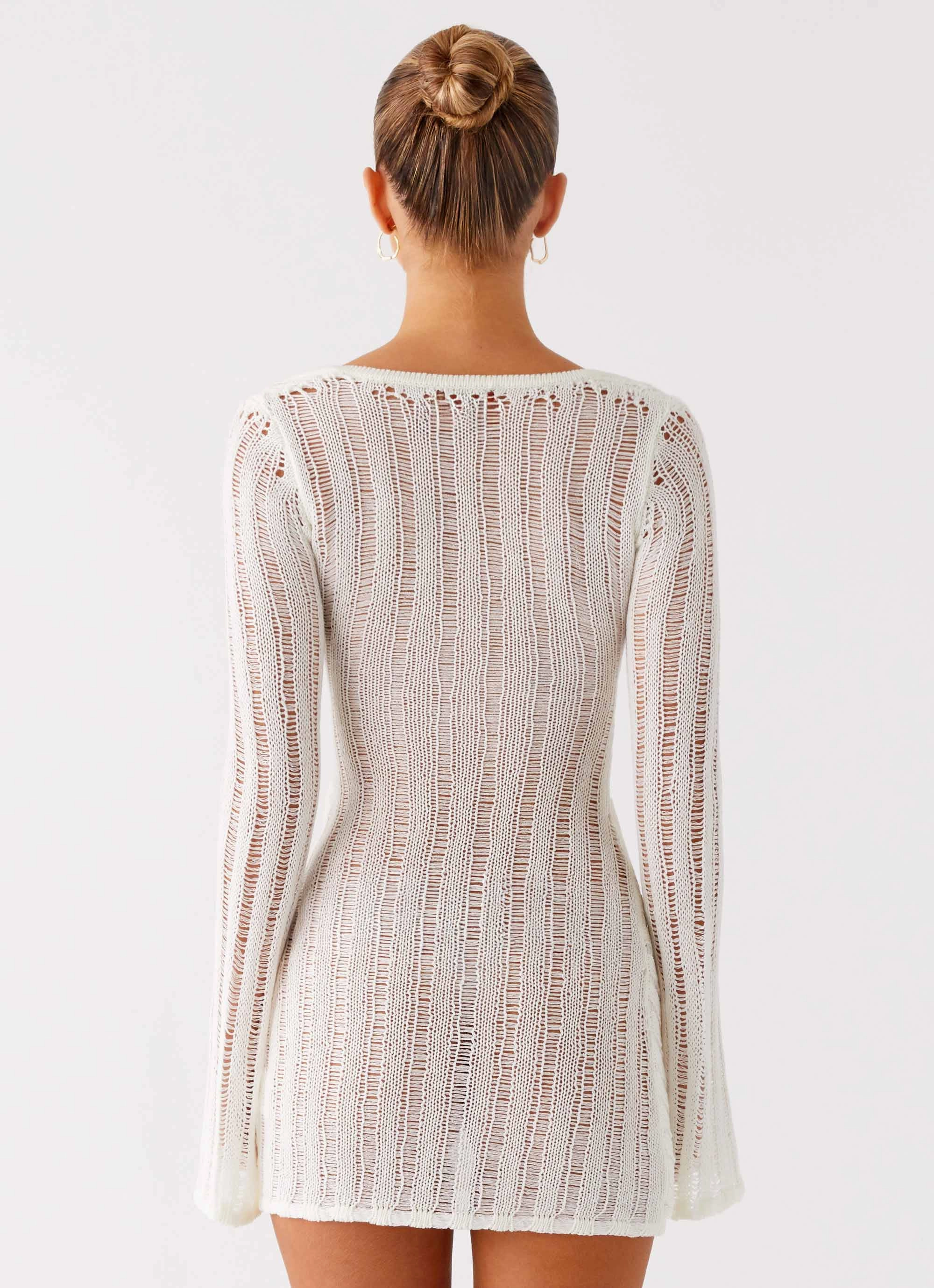 Sorelle Long Sleeve Twist Mini Dress - Ivory