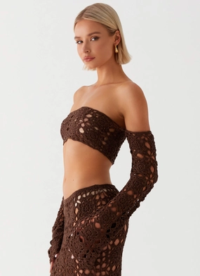 Sorrentino Crochet Long Sleeve Top - Chocolate Sorrentino Crochet Long Sleeve Top - Chocolate
