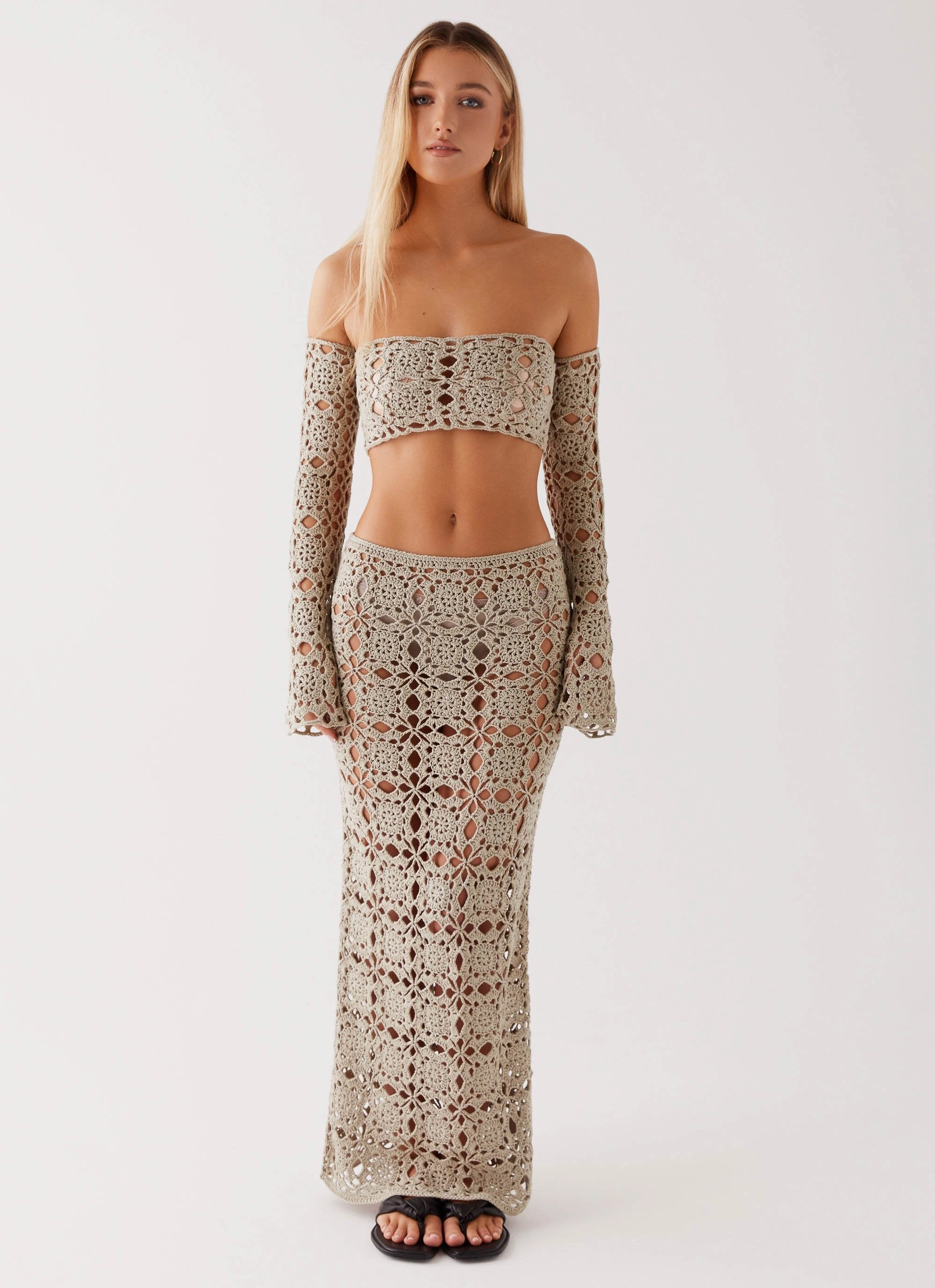 Sorrentino Crochet Long Sleeve Top - Sage