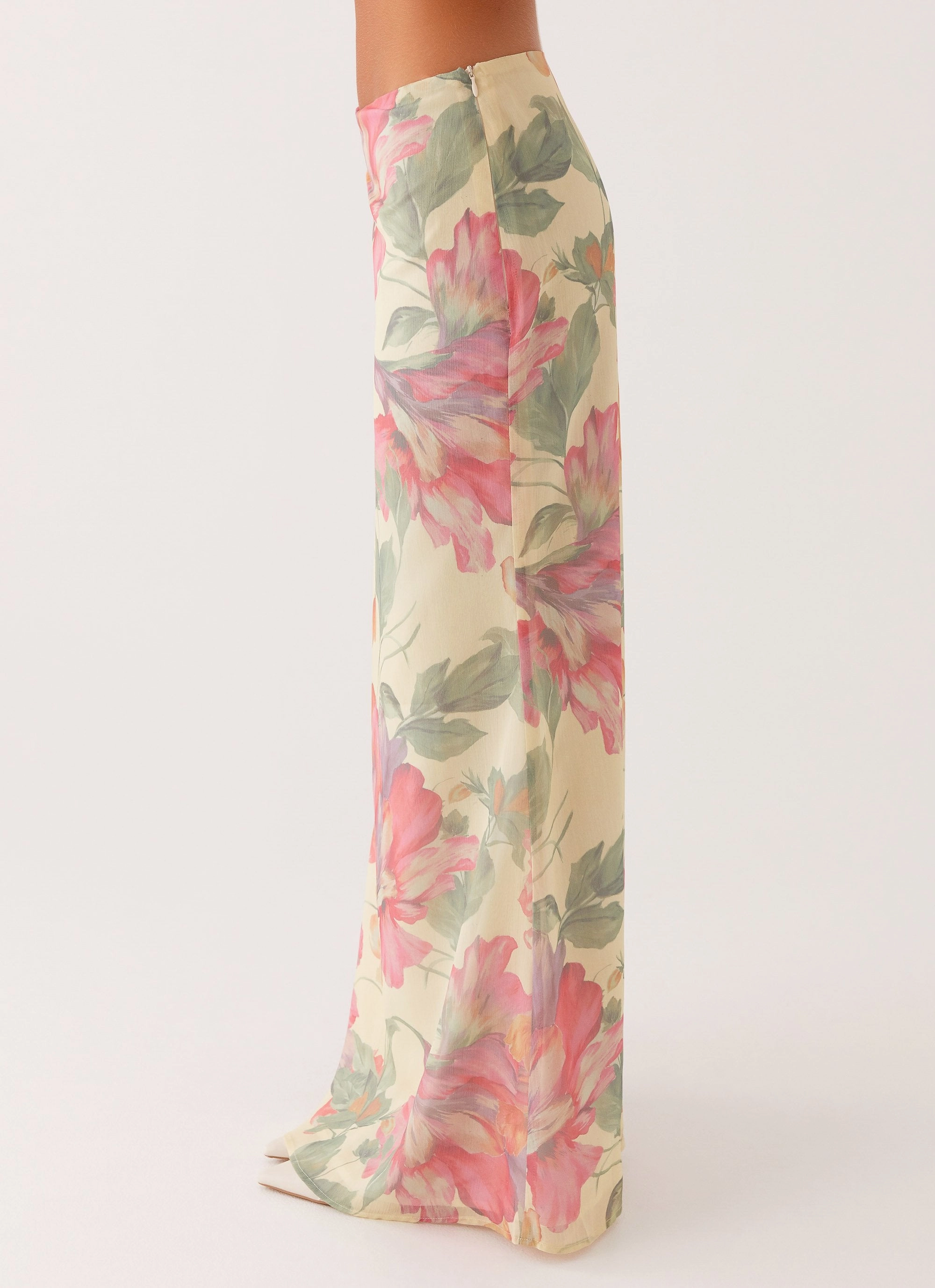 Soulful Low Rise Maxi Skirt - Yellow Peony