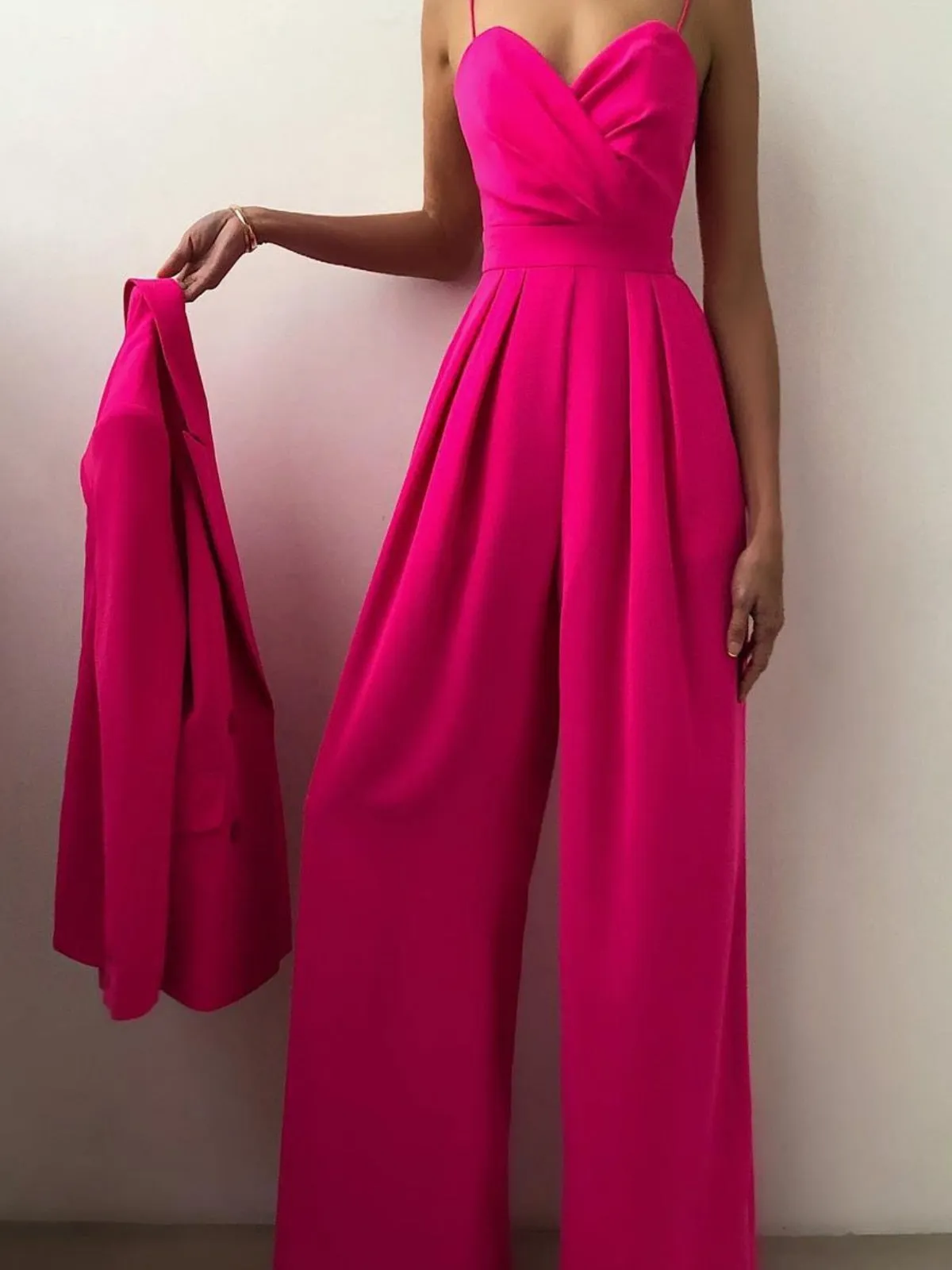 Spaghetti Bandage High Waist Wide Leg  Jumpsuit