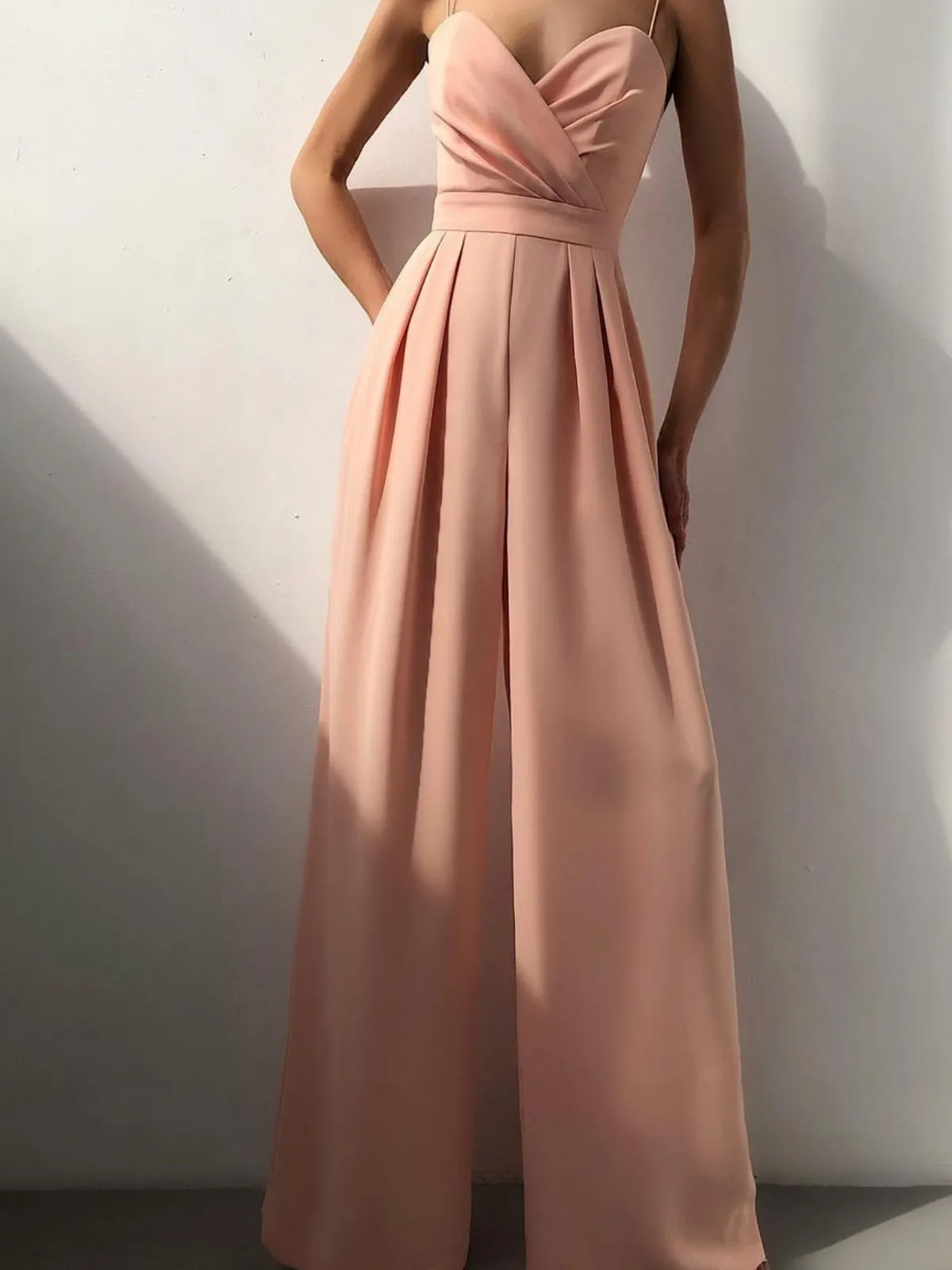 Spaghetti Bandage High Waist Wide Leg  Jumpsuit