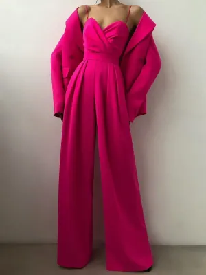 Spaghetti Bandage High Waist Wide Leg  Jumpsuit