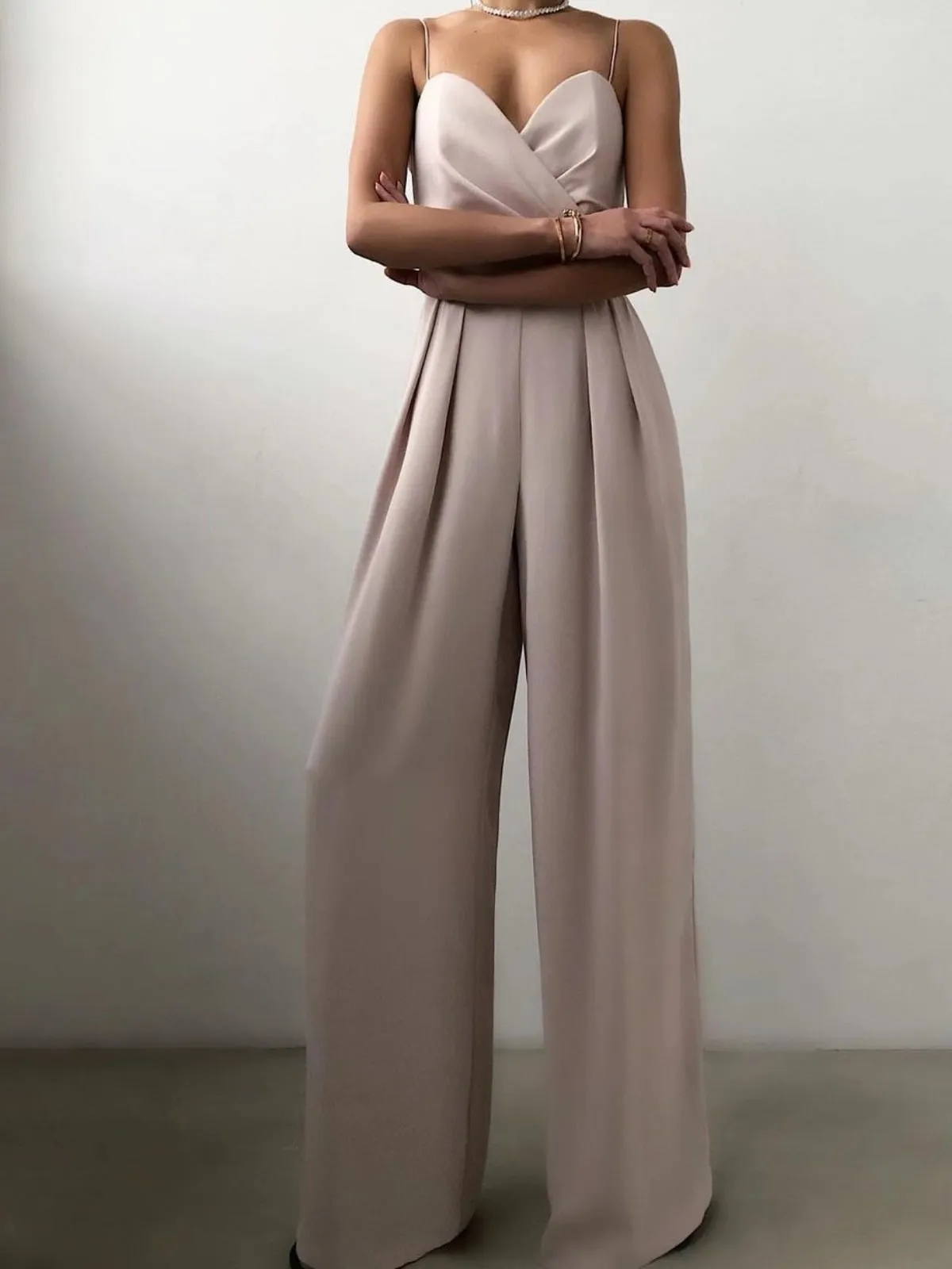 Spaghetti Bandage High Waist Wide Leg  Jumpsuit