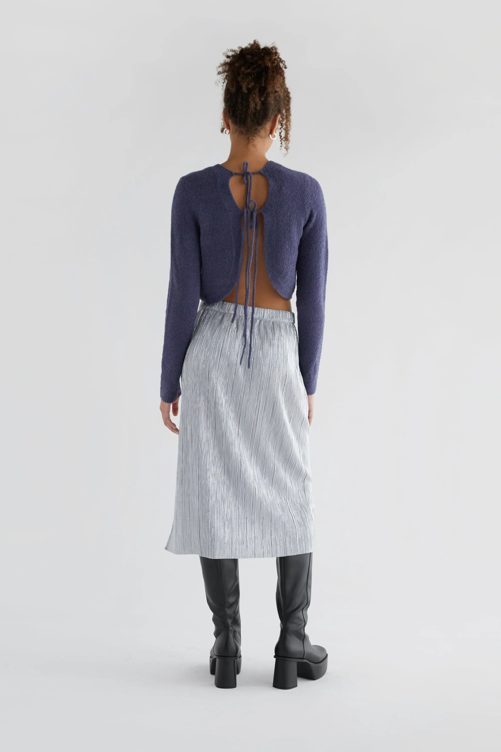 SPARKLY PLEATED MIDI SKIRT