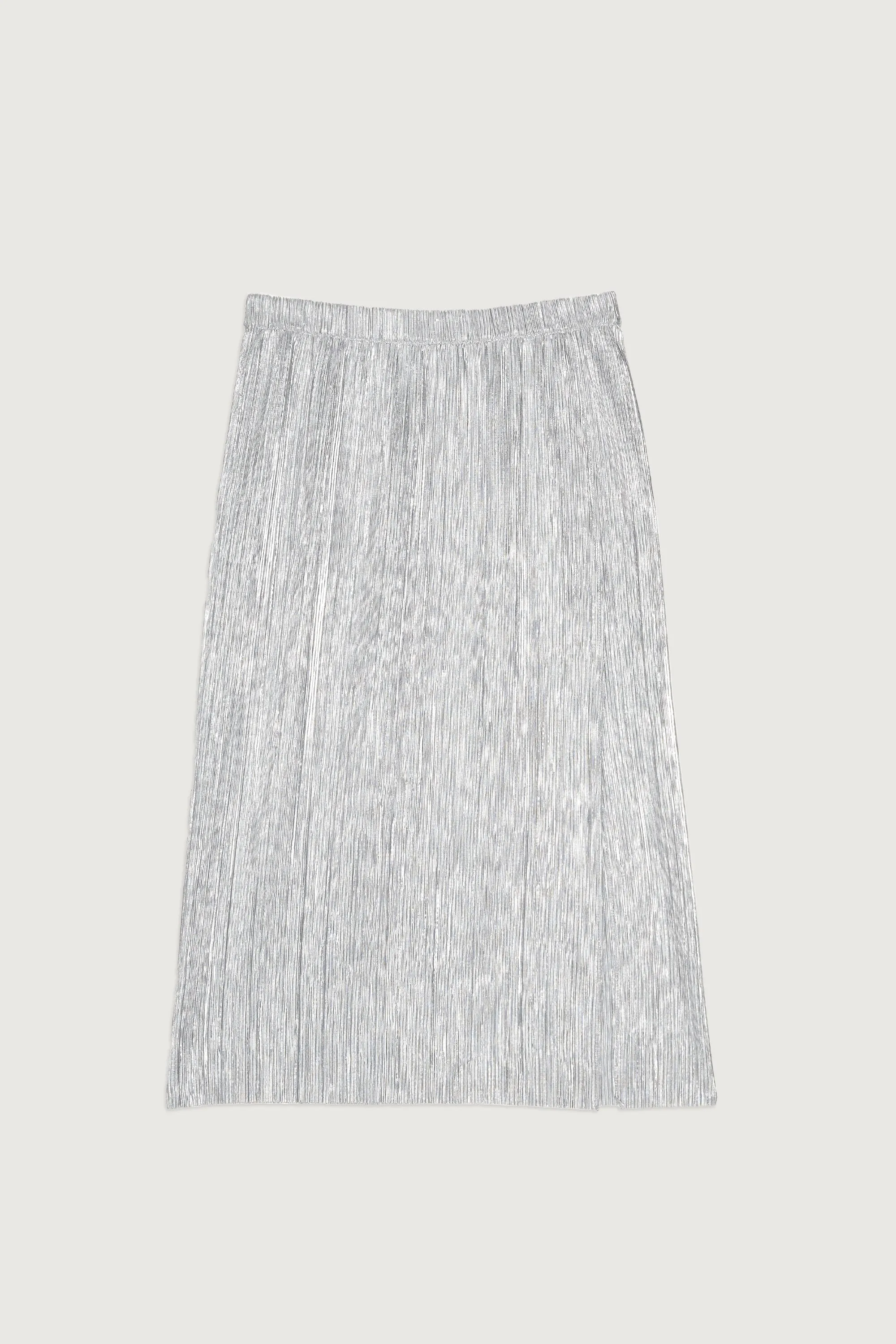 SPARKLY PLEATED MIDI SKIRT