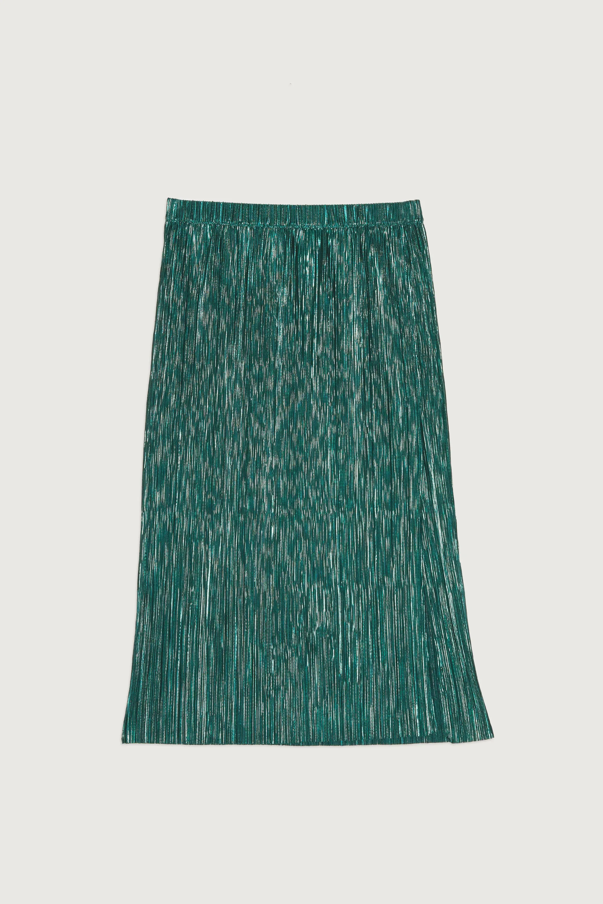 SPARKLY PLEATED MIDI SKIRT