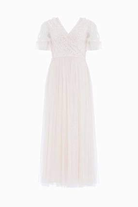 Spiral Sequin Bodice V-Neck Ankle Gown Spiral Sequin Bodice V-Neck Ankle Gown