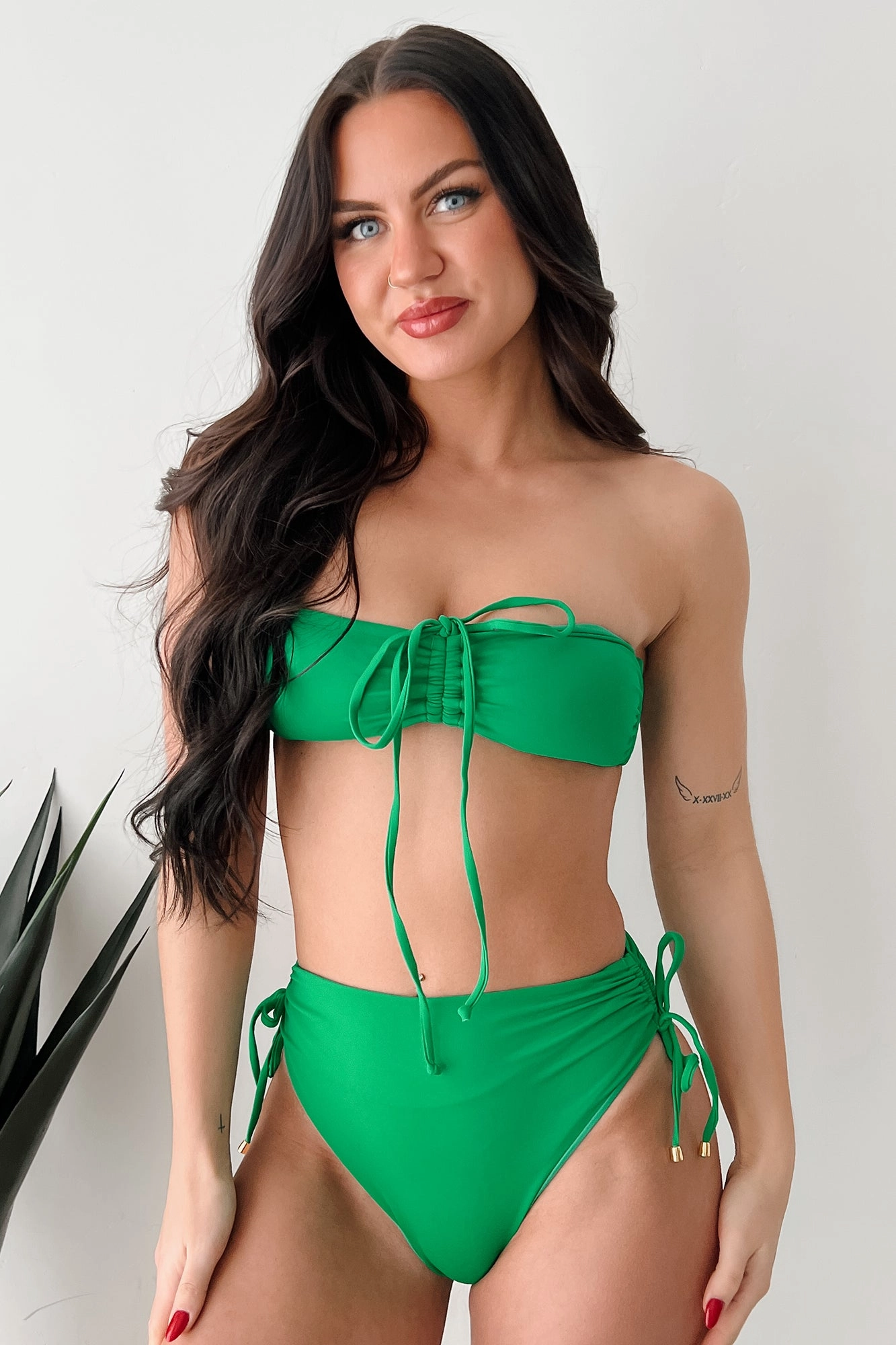 Splashing Around Bandeau Two Piece Bikini Set (Emerald Green)