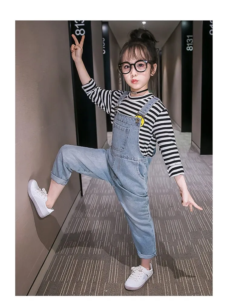 Spring Autumn Kids Girl Jeans Overalls For Teens Denim Rompers Child Denim Jumpsuits Children Jeans Pants for Girls Overalls