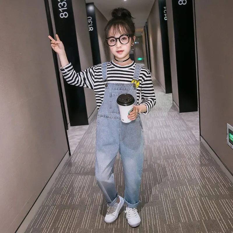 Spring Autumn Kids Girl Jeans Overalls For Teens Denim Rompers Child Denim Jumpsuits Children Jeans Pants for Girls Overalls