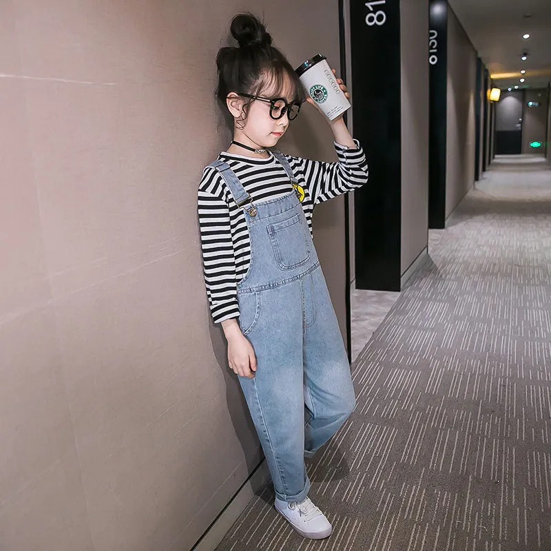 Spring Autumn Kids Girl Jeans Overalls For Teens Denim Rompers Child Denim Jumpsuits Children Jeans Pants for Girls Overalls