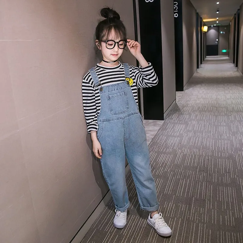 Spring Autumn Kids Girl Jeans Overalls For Teens Denim Rompers Child Denim Jumpsuits Children Jeans Pants for Girls Overalls