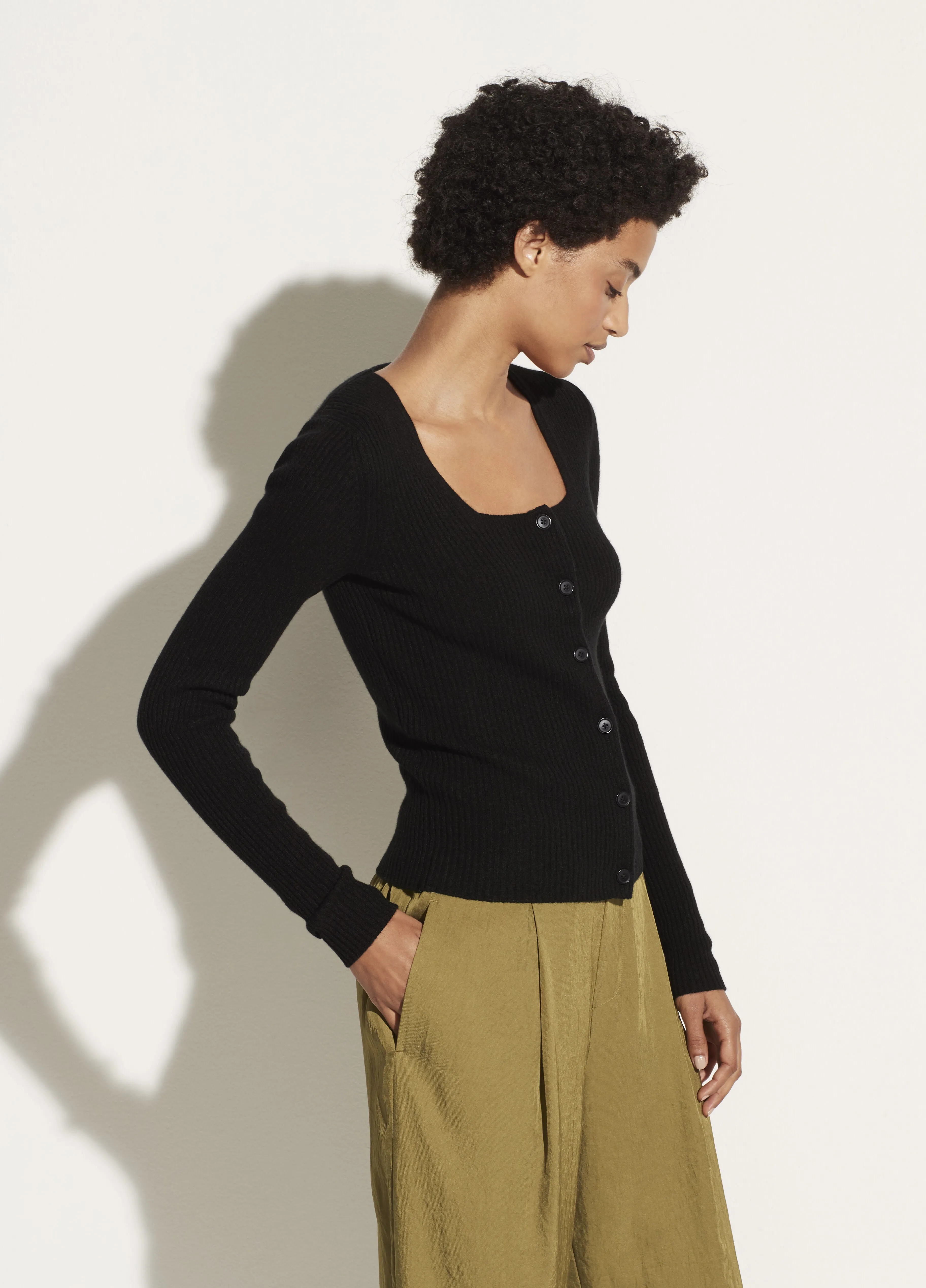 Square Neck Cardigan (Black)