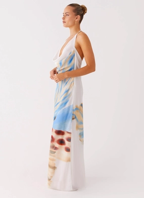 Stars Align Cowl Maxi Dress - White Sea Bloom Stars Align Cowl Maxi Dress - White Sea Bloom