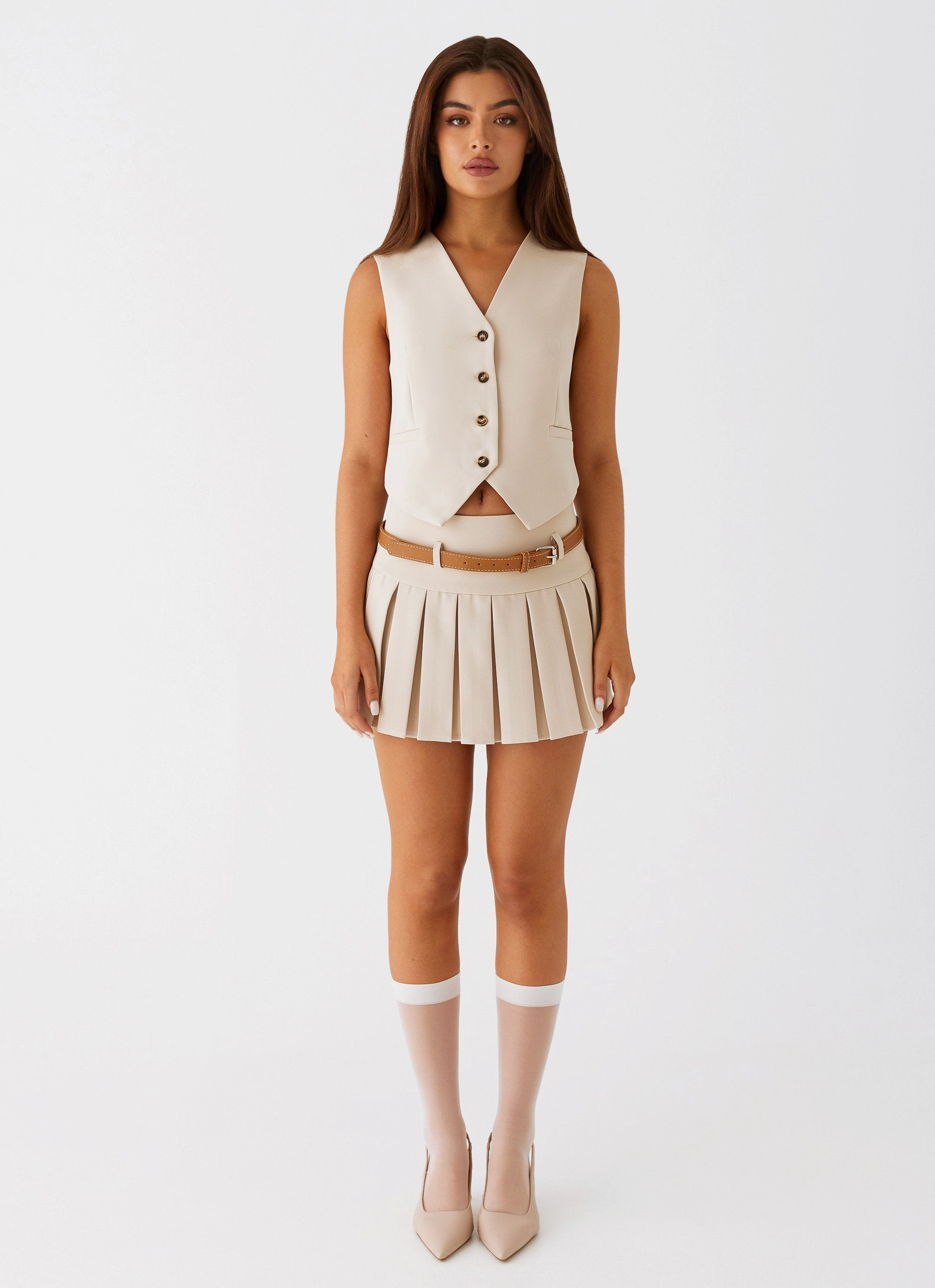 Stealth Mode Mini Skirt - Beige