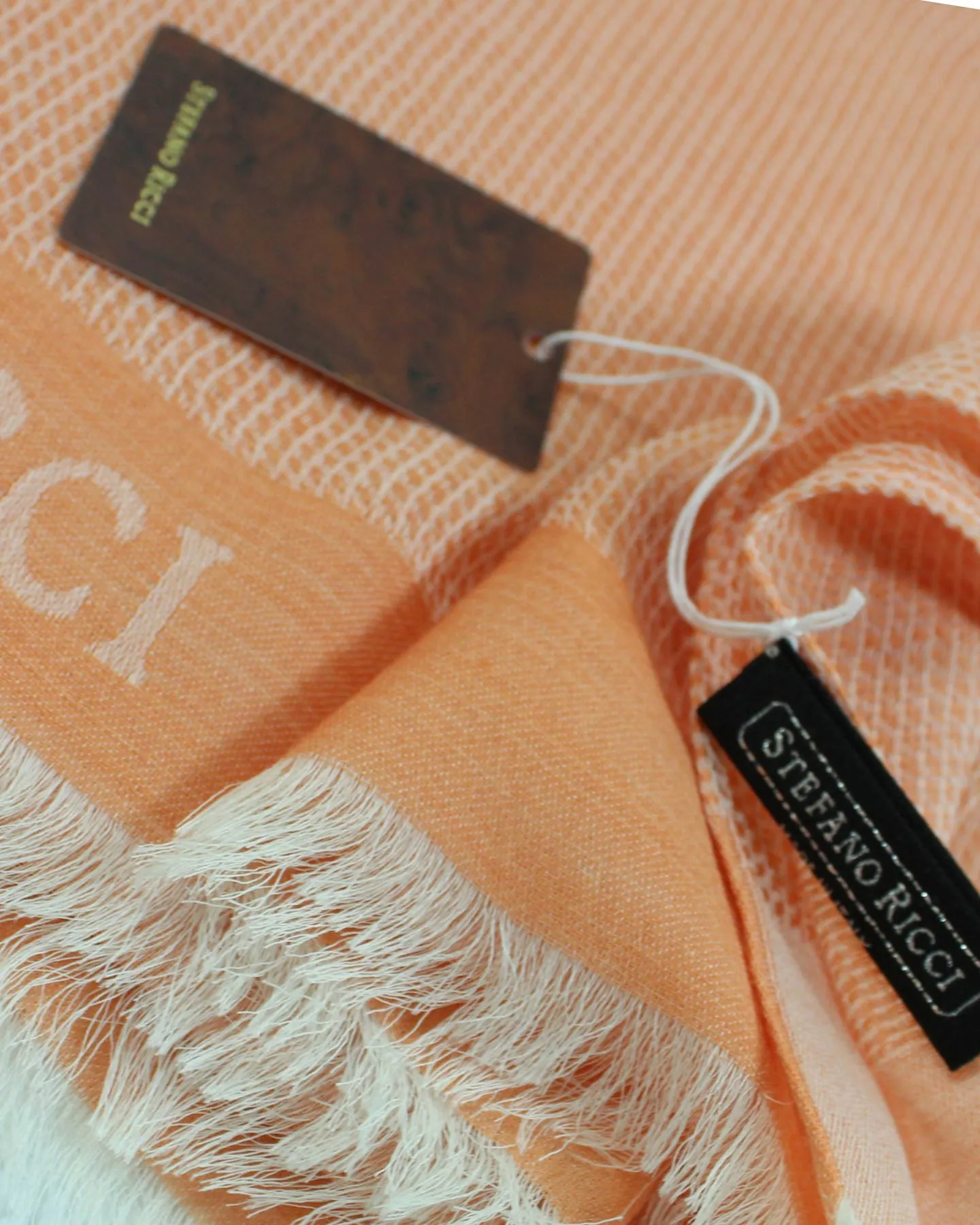 Stefano Ricci Scarf Peach - Luxury Cashmere Silk Shawl FINAL SALE