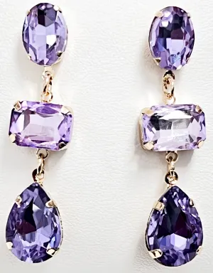 Stella - Tiered Rhinestone Statement Earrings (Lavender)