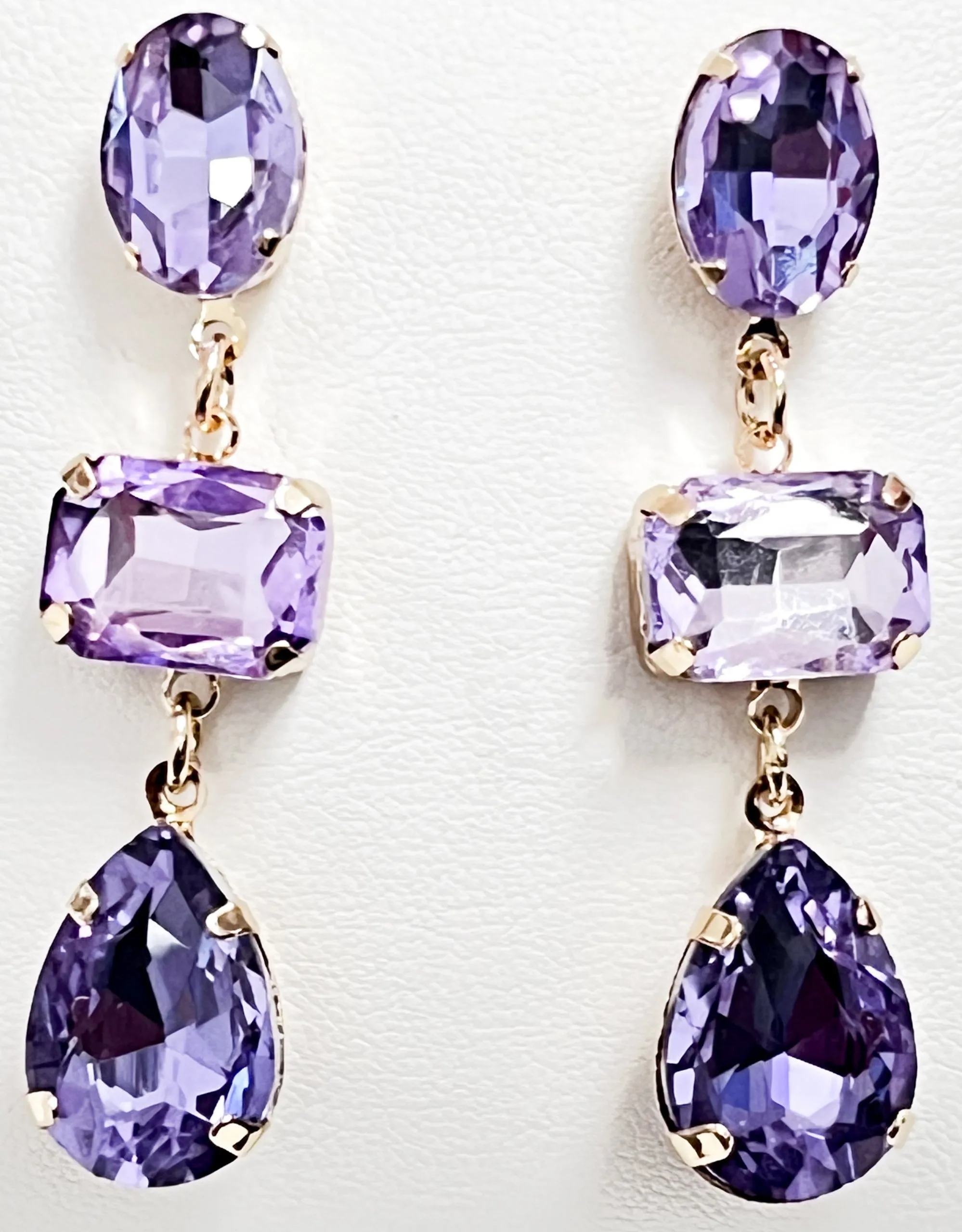 Stella - Tiered Rhinestone Statement Earrings (Lavender)