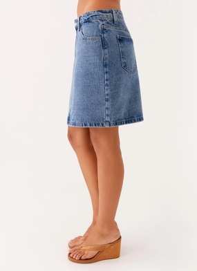 Stella Low Rise Mini Skirt - Blue Stella Low Rise Mini Skirt - Blue