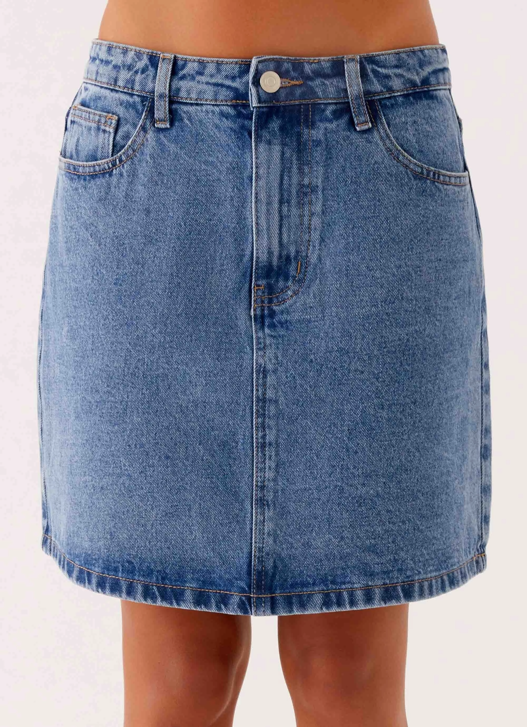 Stella Low Rise Mini Skirt - Blue