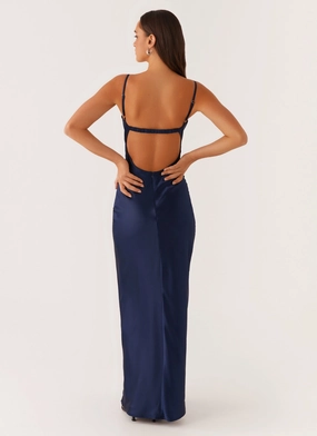 Stormie Satin Maxi Dress - Navy Stormie Satin Maxi Dress - Navy