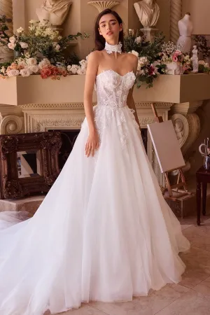 STRAPLESS LACE & TULLE WEDDING BALL GOWN CDWL041