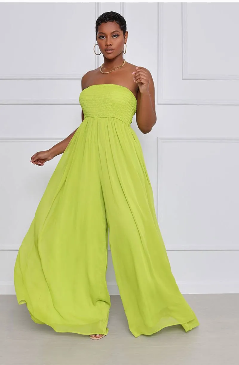 Strapless Wide Leg Backless Overalls One Piece Jumpsuit