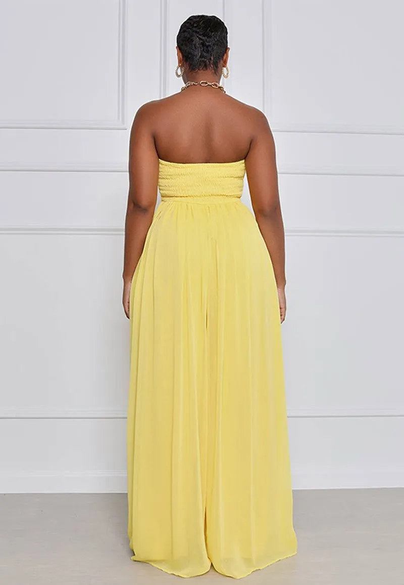 Strapless Wide Leg Backless Overalls One Piece Jumpsuit