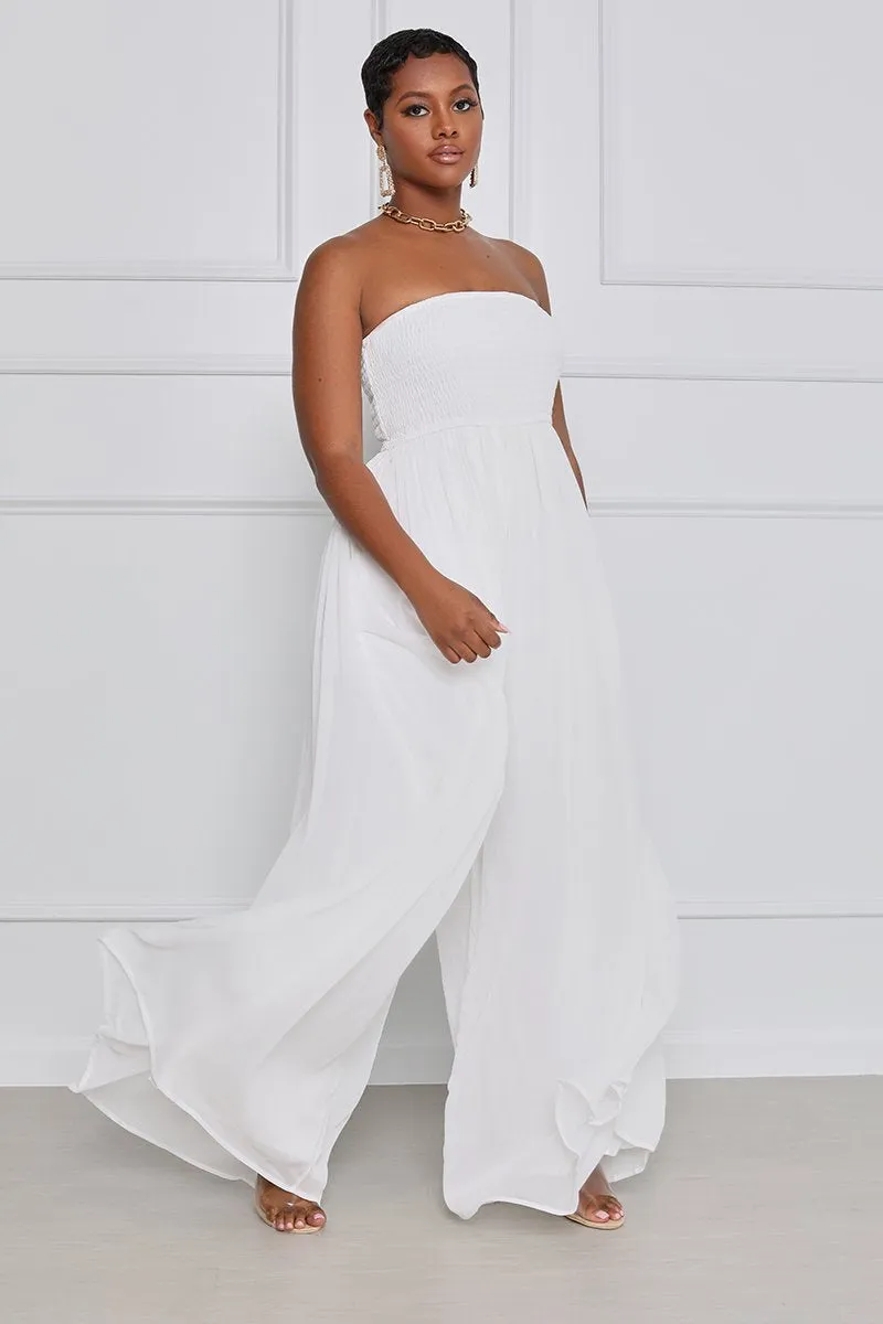 Strapless Wide Leg Backless Overalls One Piece Jumpsuit