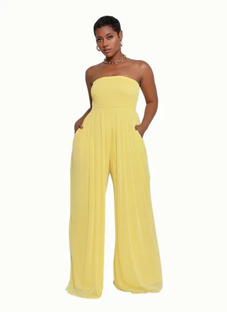 Strapless Wide Leg Backless Overalls One Piece Jumpsuit