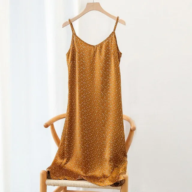 Strappy Satin Silk Slip Dress