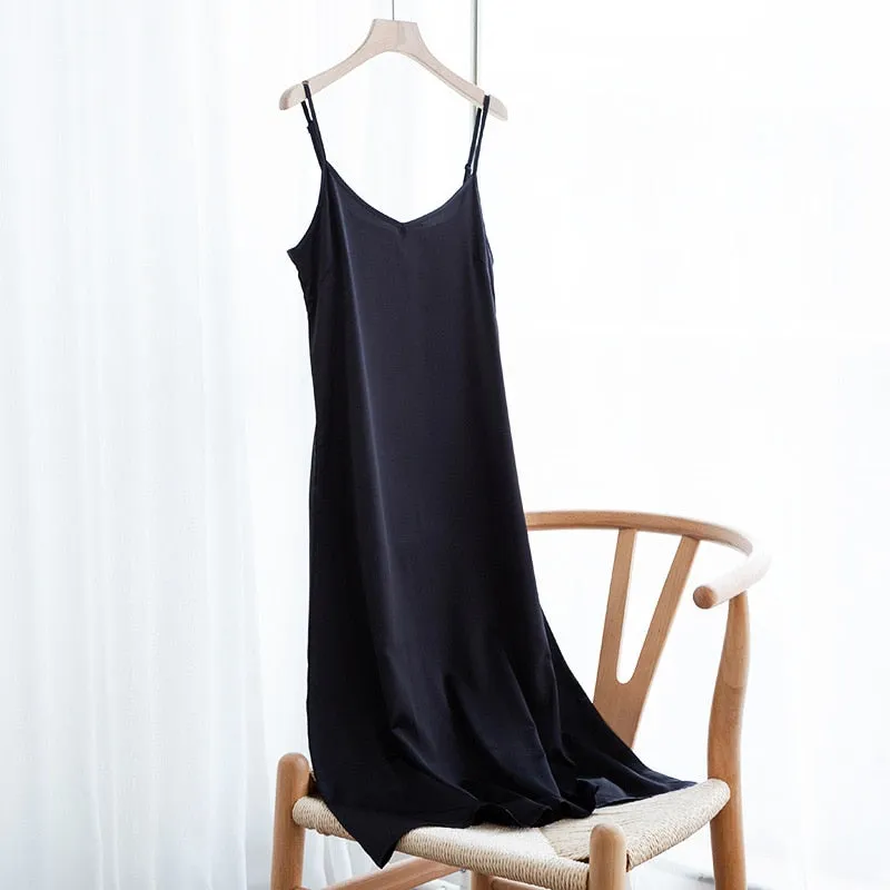 Strappy Satin Silk Slip Dress