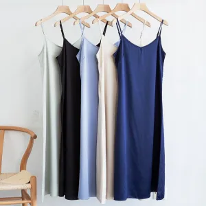 Strappy Satin Silk Slip Dress