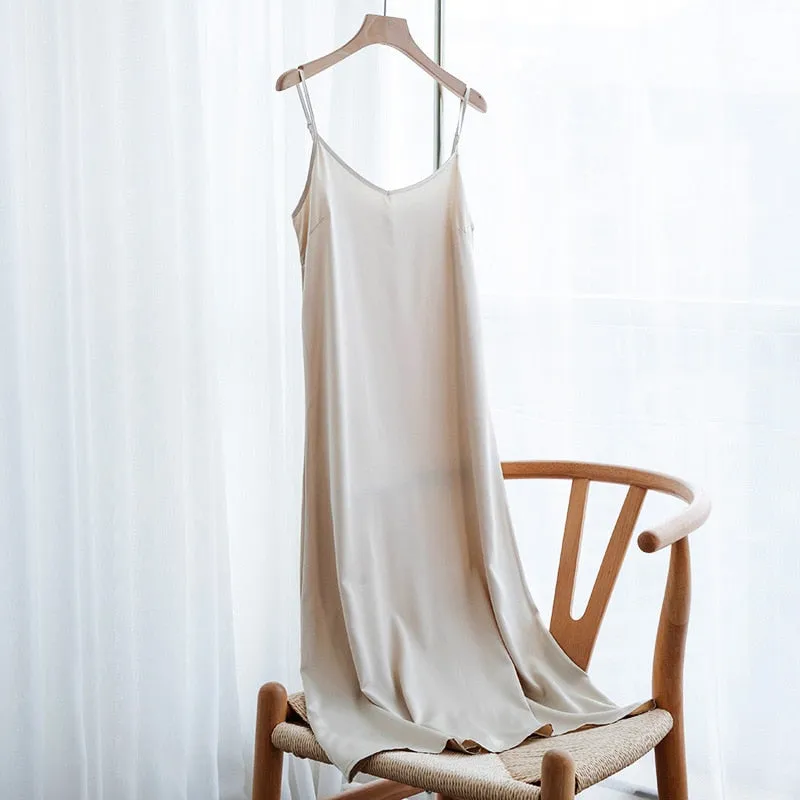 Strappy Satin Silk Slip Dress