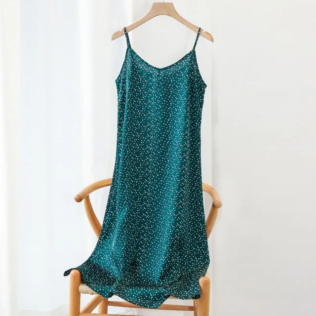 Strappy Satin Silk Slip Dress