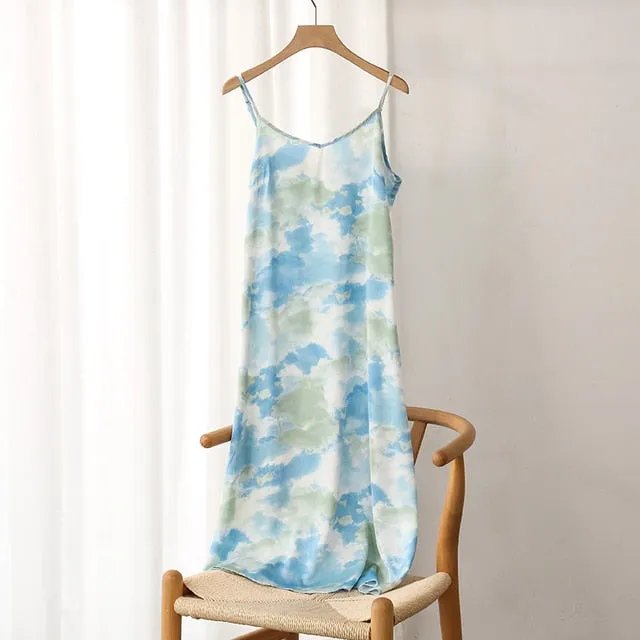 Strappy Satin Silk Slip Dress