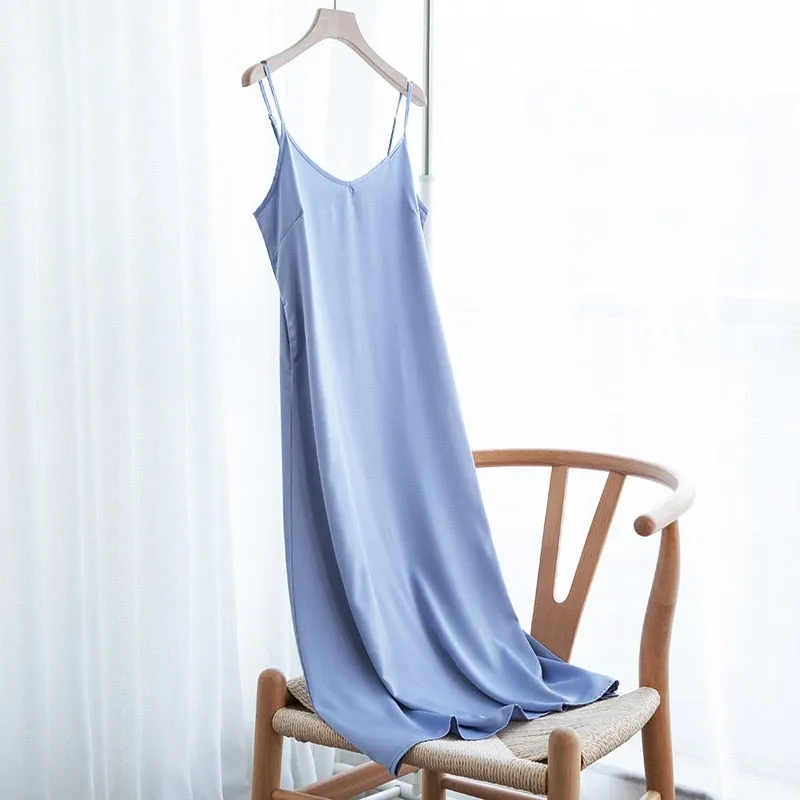 Strappy Satin Silk Slip Dress
