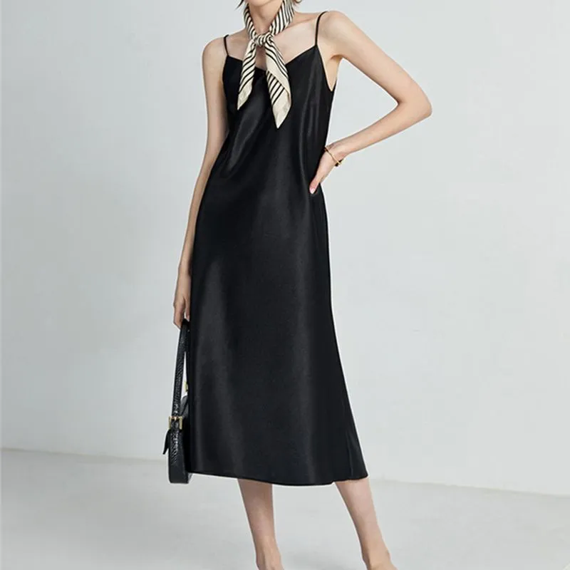 Strappy Satin Silk Slip Dress