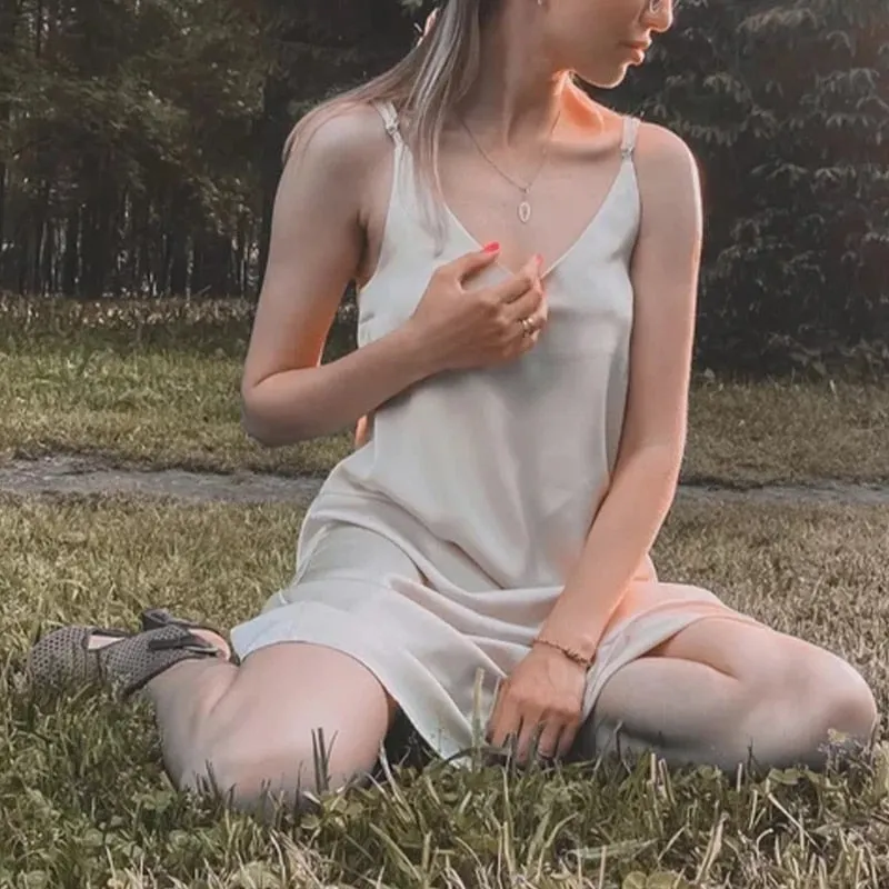 Strappy Satin Silk Slip Dress