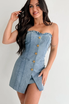 Street Couture Strapless Sweetheart Mini Dress (Denim) Street Couture Strapless Sweetheart Mini Dress (Denim)