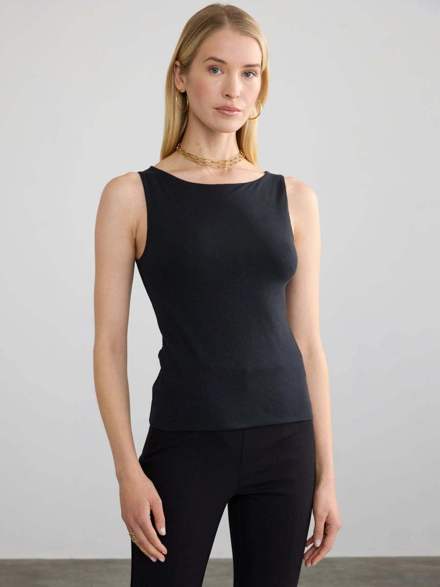 STRETCH PIMA BOAT NECK TANK