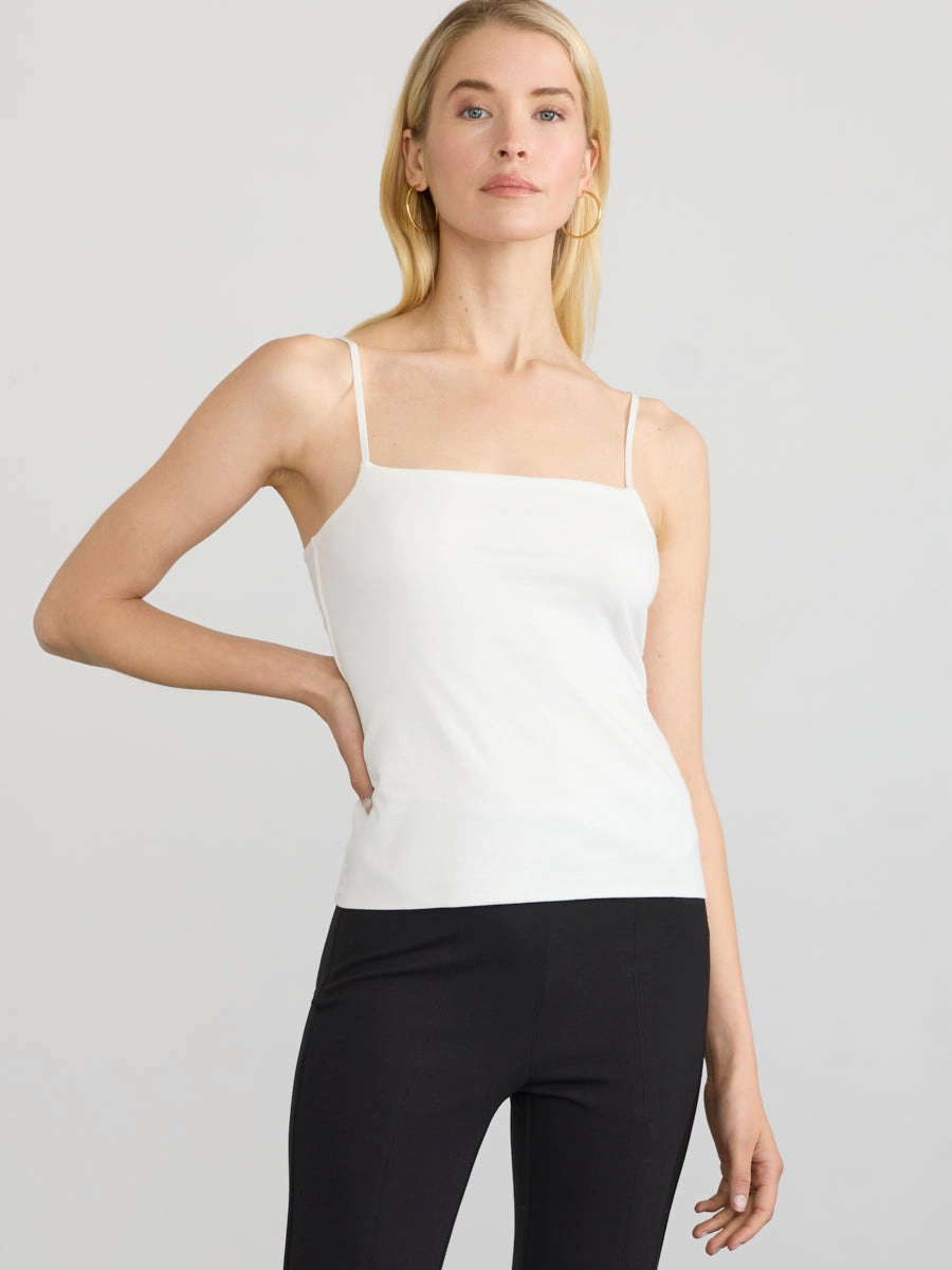 STRETCH PIMA SQUARE NECK TANK