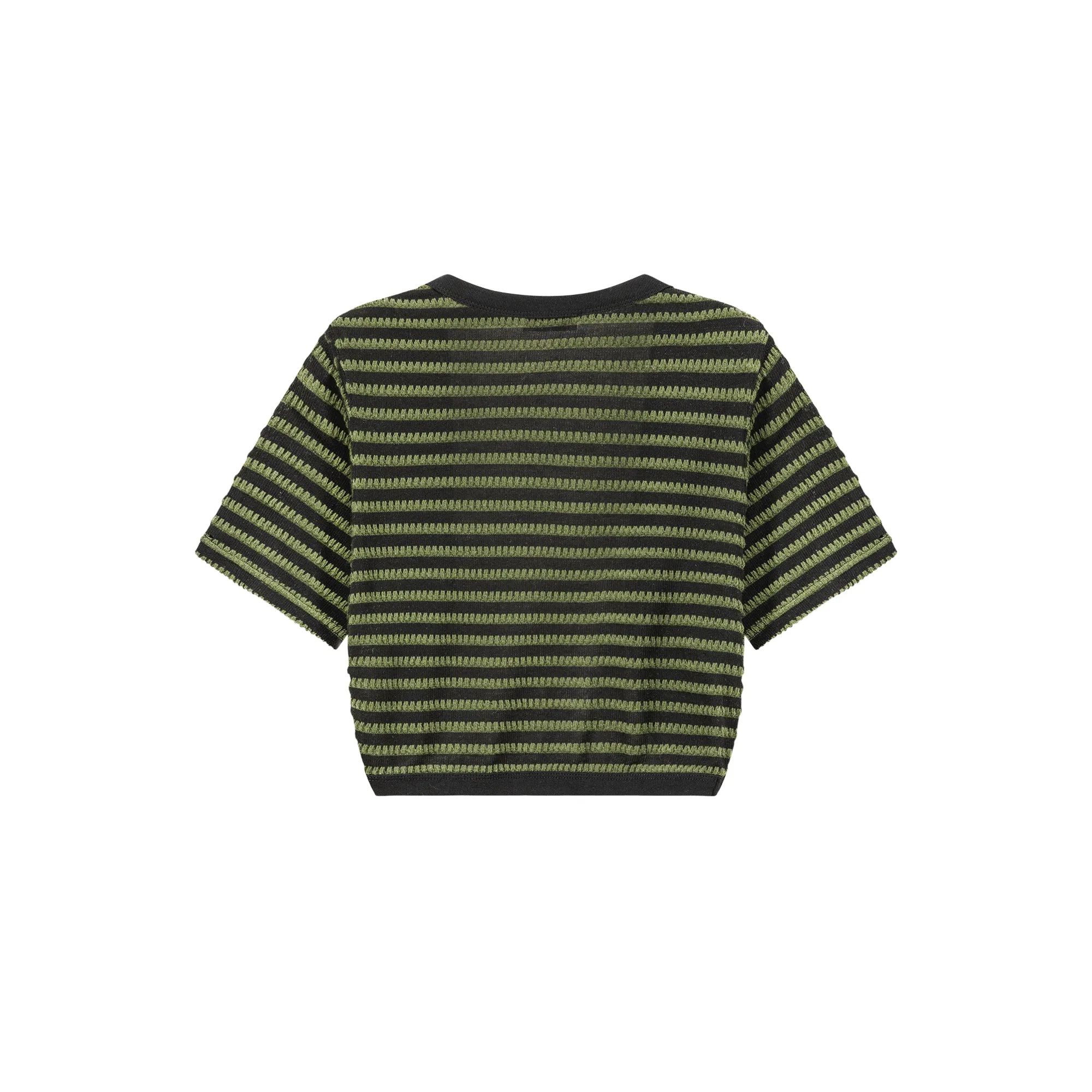 Striped Short Sleeve Knit Cardigan