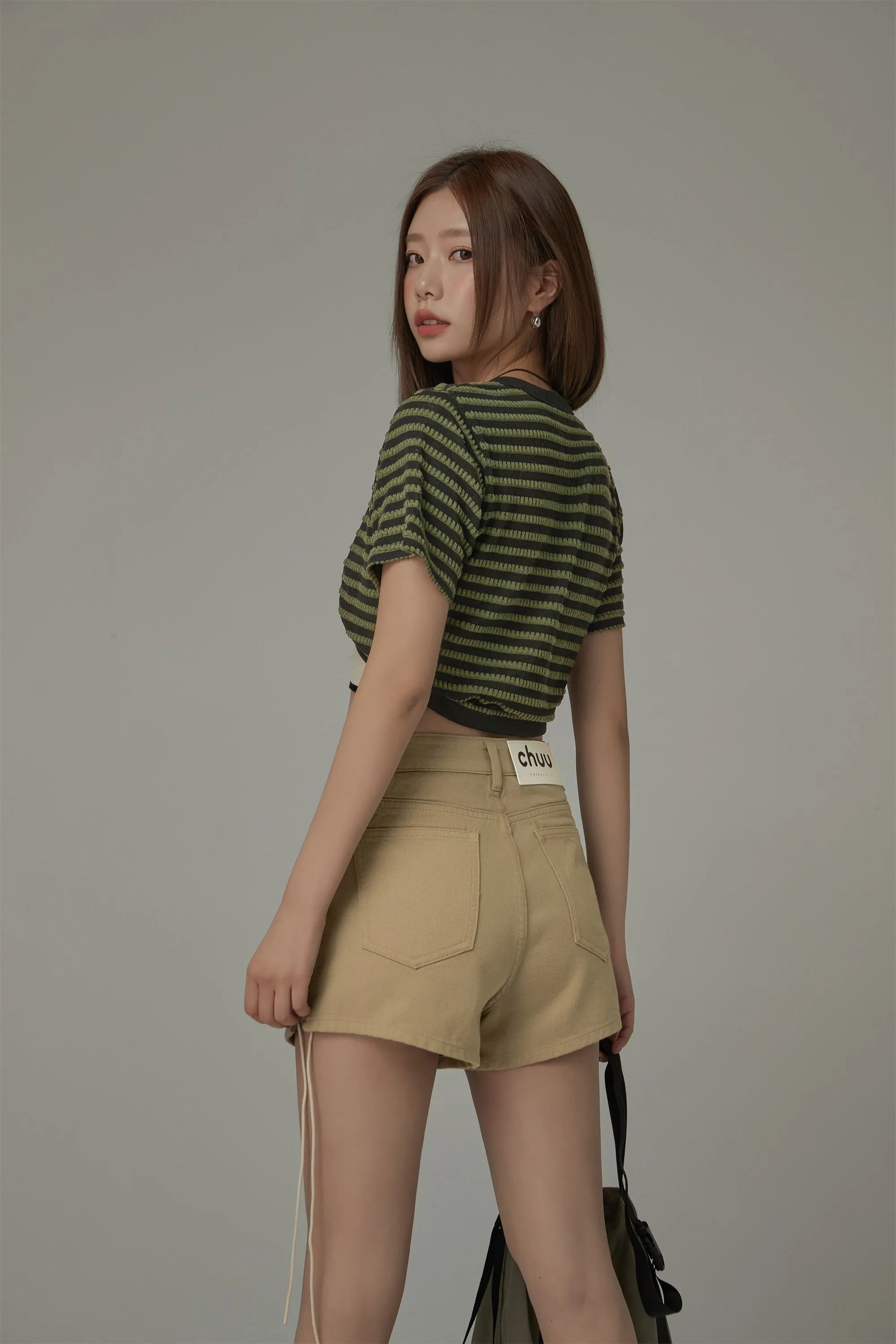 Striped Short Sleeve Knit Cardigan