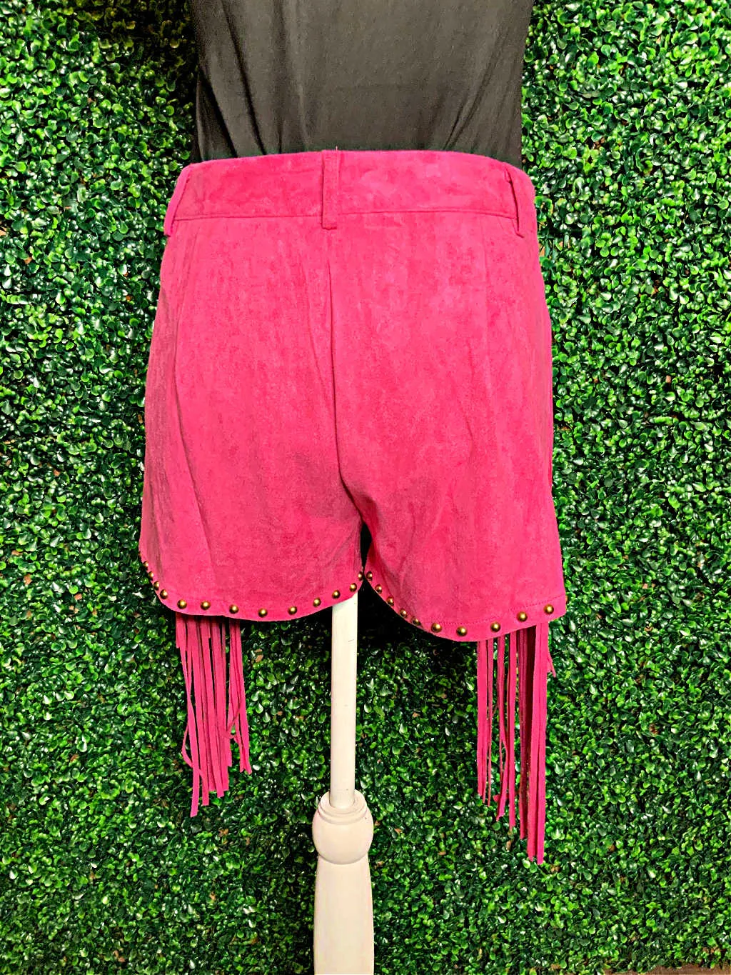 Suede Studded Fringe Shorts
